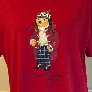 POLO RALPH LAUREN Teddy Bear Winter Print Red T Shirt